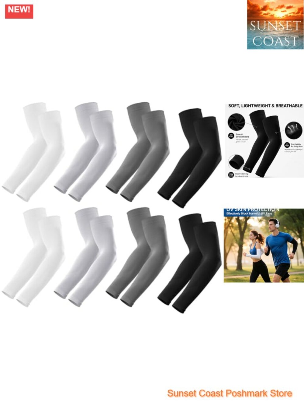 8 Pairs Cooling UV Sun Protection Arm Sleeves for Men Women Outdoor Sports